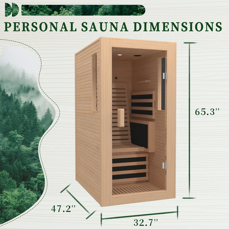 1 Person Infrared Sauna,Home Dry Sauna, Indoor Spa Room, 120V, Detox & Muscle Relaxation - Serenity Spaces
