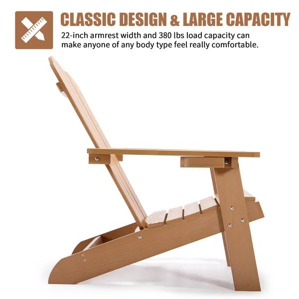 TALE Adirondack Chair Backyard Outdoor Furniture Painted Seating With Cup Holder All - Weather And Fade - Resistant Plastic Wood For Lawn Patio - Serenity Spaces