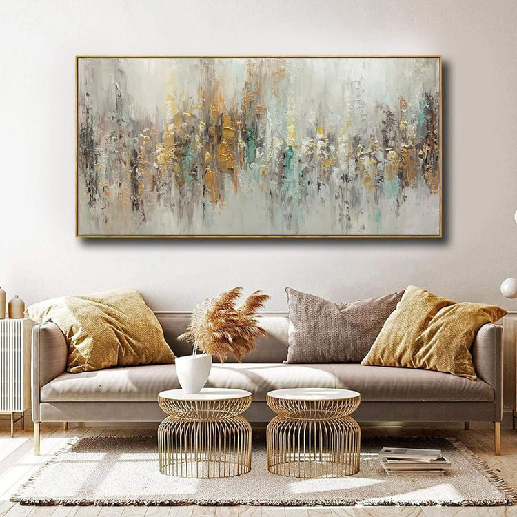 Handmade Abstract Oil Painting On Canvas Light Luxury Horizontal Wall Art For Living Room Bedroom Decor - Serenity Spaces