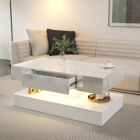 6.93IN High LED Coffee Table,Modern Coffee Table For Living Room,Living Room Tables,Large Living Room Furniture,LED Lights - Serenity Spaces