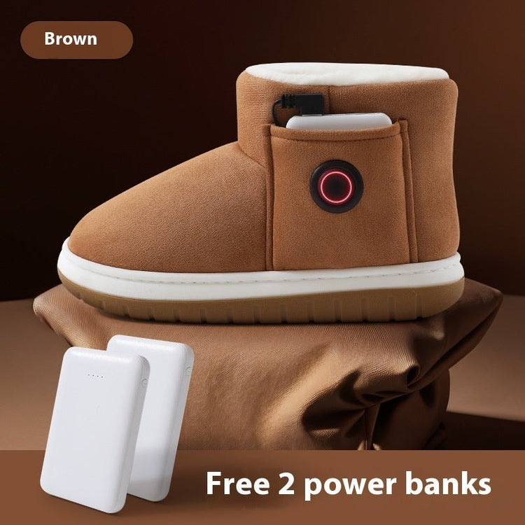 Electric Heating Shoes Rechargeable Foot Warmer Heating Home Shoes Winter Warm Temperature Regulating Cotton Shoes - Serenity Spaces