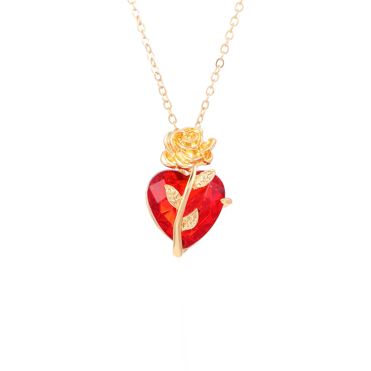 Punk Rose Love Necklace Fashion Personality Heart - shaped Clavicle Chain Pendant Necklace For Valentine&