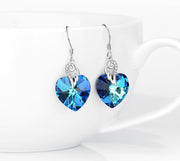 Austrian Crystal Heart Drop Dangle Earrings for Women Sterling Silver Heart Earrings Christmas Gift Birthday Gift Anniversary Jewelry Gift for Women