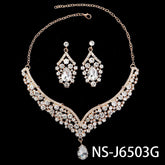 Rhinestone Pearl Earrings And Necklace Set Women - Serenity Spaces