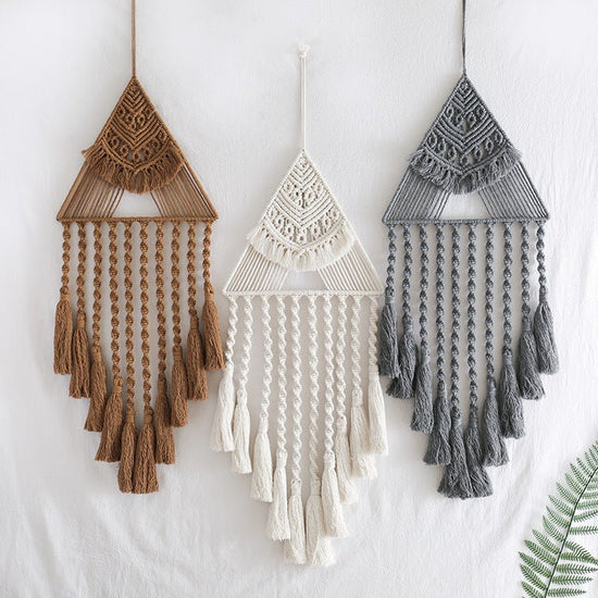 Handwoven Home Decor Triangle Dream Catcher Pendant - Serenity Spaces