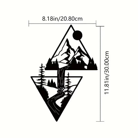 Mountain Wall Art, Mountain Waterfall Metal Wall Art Home Decor, Metal Wall Art, Home Decor Modern Art Wall Ornaments Artwork