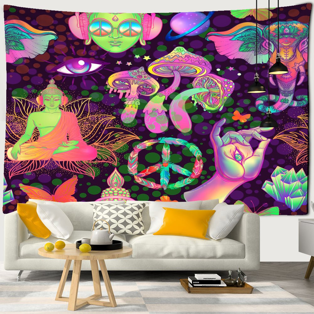 Dream Mushroom Psychedelic Rug Boho Home Decor - Serenity Spaces