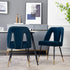 A&A Furniture,Akoya Collection Modern Contemporary Velvet Upholstered Dining Chair With Nailheads And Gold Tipped Black Metal Legs,Blue,Set Of 2 - Serenity Spaces