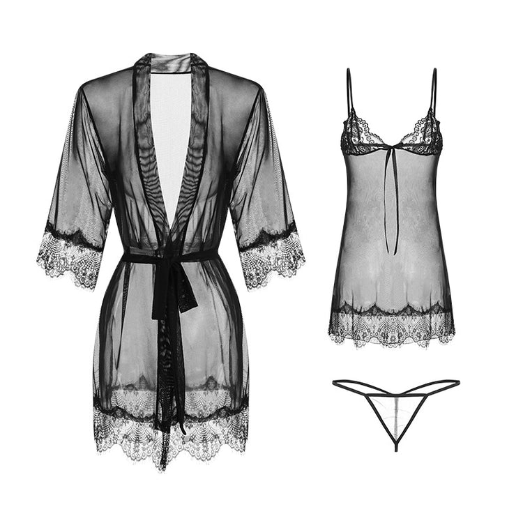 Ruoruo Sexy Lingerie Sexy Pure Color Mesh See - through Sling Women - Serenity Spaces