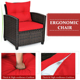 3 Pieces Rattan Patio Furniture Set With Washable Cushion - Serenity Spaces