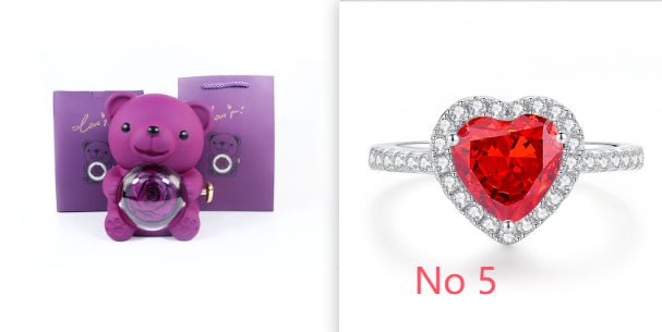 Eternal Rose Teddy Bear Gifts Box With Necklace Rotate Rose Jewelry Box Valentine Wedding Storage Gift Case For Women Girlfriend - Serenity Spaces
