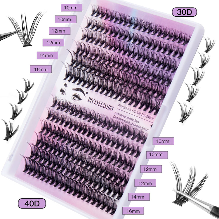 12 Rows Of 30D Plus 40D Clusters Of 240 Segmented Lashes Set - Serenity Spaces