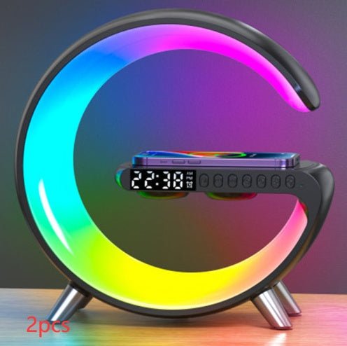 New Intelligent G Shaped LED Lamp Bluetooth Speake Wireless Charger Atmosphere Lamp App Control For Bedroom Home Decor - Serenity Spaces