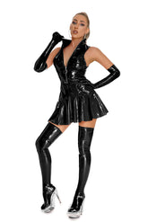 Patent PU Leather Mirror Lingerie Women Tight One Piece Dress - Serenity Spaces