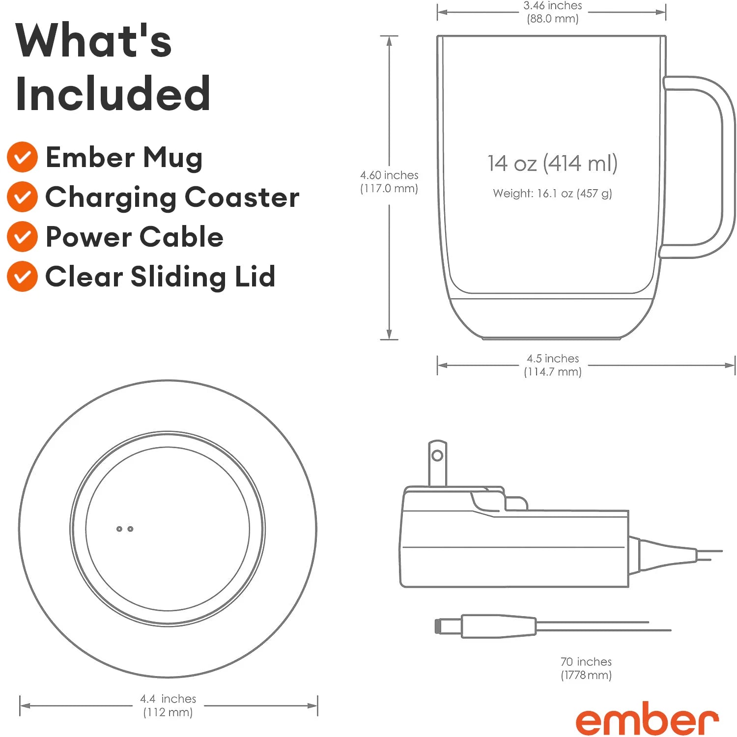 Temperature Control Smart Mug 2, 14 Oz, Copper, up to 1.5 - Hr Battery Life - App Controlled Heated Coffee/Tea Mug - Improved Design - Serenity Spaces
