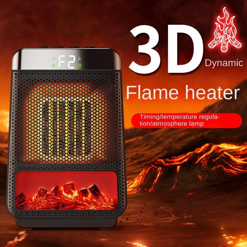 Fan Heater 3D Dynamic Flame Bathroom Home Heater 1500W Portable Household ECO Electric Heater PTC Fast Heating Shake Head Warmer - Serenity Spaces