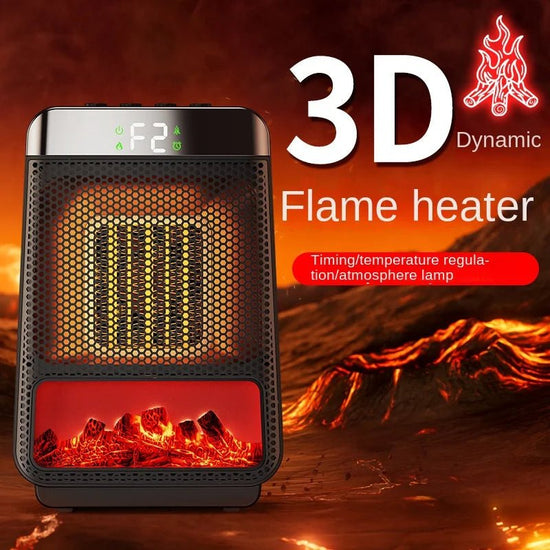 Fan Heater 3D Dynamic Flame Bathroom Home Heater 1500W Portable Household ECO Electric Heater PTC Fast Heating Shake Head Warmer - Serenity Spaces