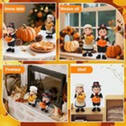 Pack Figurines Thanksgiving Statues Resin Tabletop 2 Fall Pilgrim Couple