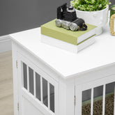 Wooden Dog Crate End Table, Dog Crate Furniture with Triple Doors, Puppy Crate for Small Dogs Indoor Use, White - Serenity Spaces