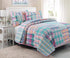 100% Cotton Real Patchwork Pink Blue Green Reversible Quilt Bedding Set, Bedspread, Coverlet (Pink Plaid, Queen - 3 Piece) - Serenity Spaces