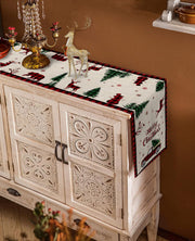 Christmas Truck Cotten Linen Table Runners 90 Inches Long, Red Buffalo Plaid, Non-Slip Burlap Table Cloth Runner for Home/Dining/Wedding/Party/Holiday, Farmhouse Christmas Theme Table Decorations