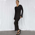 Fashion Slim Long - sleeved Ruffled Long Dress Sexy Hip - wrapped Back - less Knitted Maxi Dresses For Party Beach Womens Clothing - Serenity Spaces