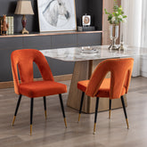 A A Furniture Akoya Collection Modern Contemporary Velvet Upholstered Dining Chair With Nailheads And Gold Tipped Black Metal Legs Orang Set Of 2 - Serenity Spaces