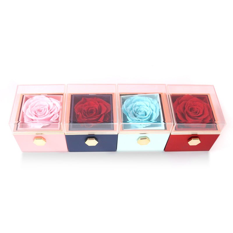 Fashion Acrylic Rotating Rose Jewelry Box - Serenity Spaces