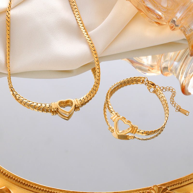 Personalized Love Chain Necklace Bracelet For Women Fashion Titanium Steel Non - fading Clavicle Chain Jewelry - Serenity Spaces