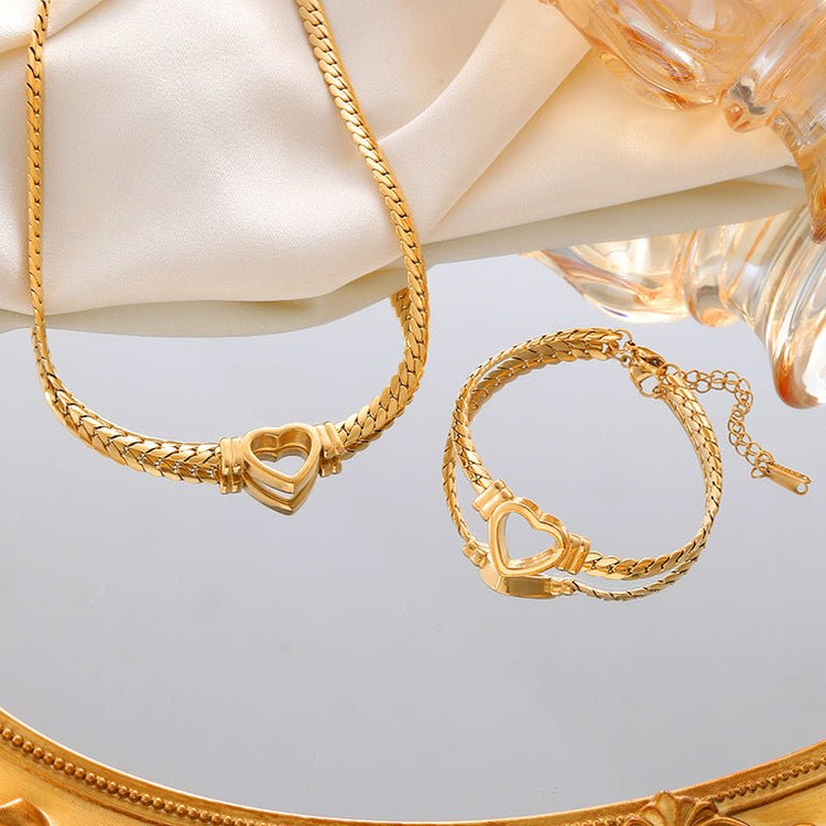 Personalized Love Chain Necklace Bracelet For Women Fashion Titanium Steel Non - fading Clavicle Chain Jewelry - Serenity Spaces