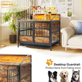 Multi - function Furniture Style Dog Crates With Storage, Dog Crate Furniture Large Wooden Dog Kennel With Double Doors, For Large Medium Dog Indoor, Brown - Serenity Spaces
