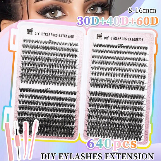 32 Rows Of Eyelashes Book Cluster 640 Segmented Lashes Set - Serenity Spaces