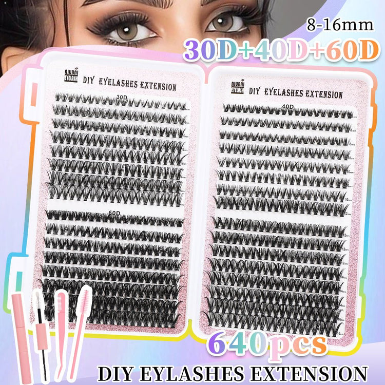 32 Rows Of Eyelashes Book Cluster 640 Segmented Lashes Set - Serenity Spaces
