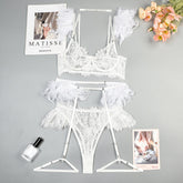 Feather Sexy Lingerie Lace Women Underwear Bra Panty - Serenity Spaces