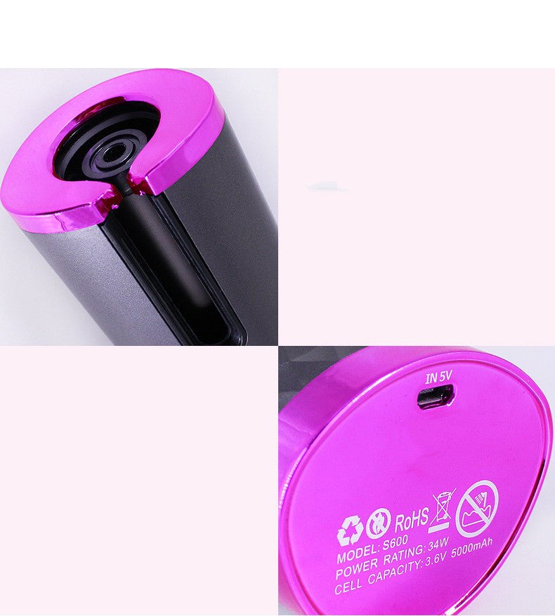 Rechargeable Automatic Hair Curler Women Portable Hair Curling Iron LCD Display Ceramic Curly Rotating Curling Wave Styer - Serenity Spaces