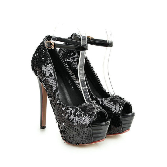 Super high heel sequined high heels - Serenity Spaces