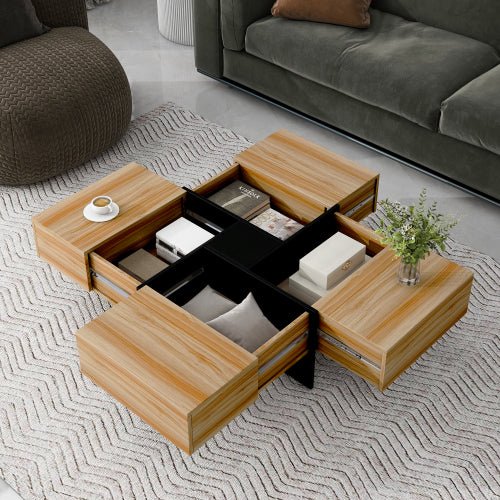 Unique Design Coffee Table With 4 Hidden Storage Compartments - Serenity Spaces