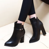 Sexy pointed Martin boots with plush - Serenity Spaces