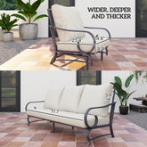 5 Piece Backyard Patio Furniture Set, Outdoor Furniture Set With 2 Rocking Chairs, 3 - Seat Sofa, And 2 Ottomans, Beige - Serenity Spaces