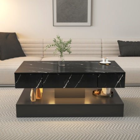 6.93IN High LED Coffee Table,Modern Coffee Table For Living Room,Living Room Tables,Large Living Room Furniture,LED Lights - Serenity Spaces