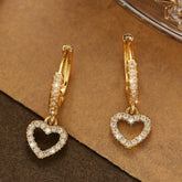 Retro Heart - shaped Pendant Ring Zircon Earrings Simple Style Pendant - Serenity Spaces