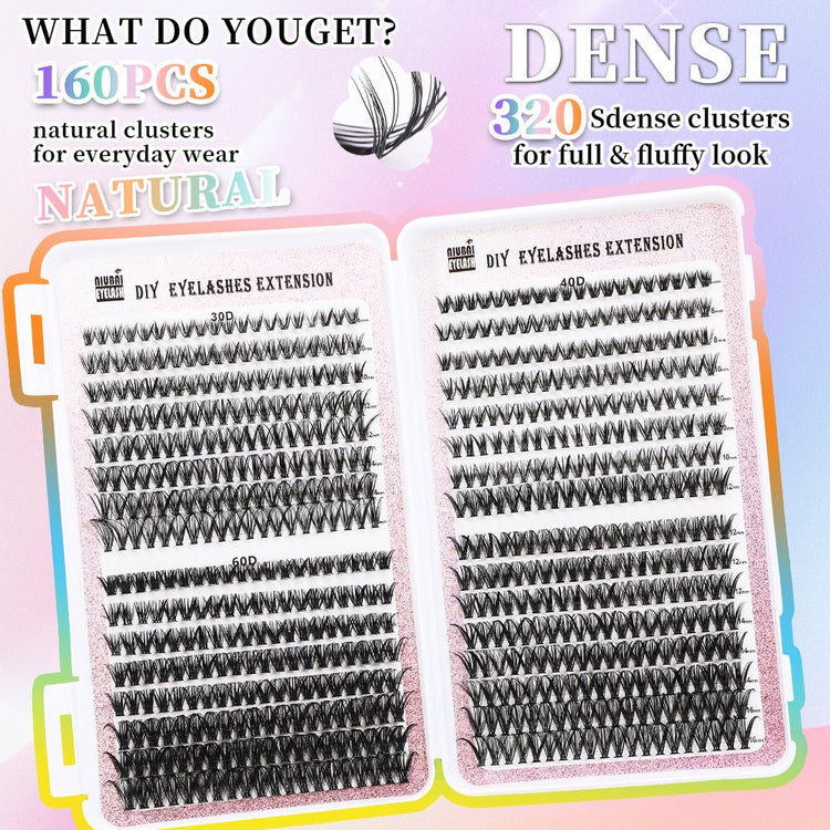 32 Rows Of Eyelashes Book Cluster 640 Segmented Lashes Set - Serenity Spaces