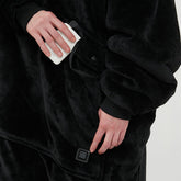 USB Heated Wearable Blanket Oversized Lazy Hoodie With Large Heating Area Back Cozy Warm Sherpa Hoodie Blanket No Battery Pack - Serenity Spaces