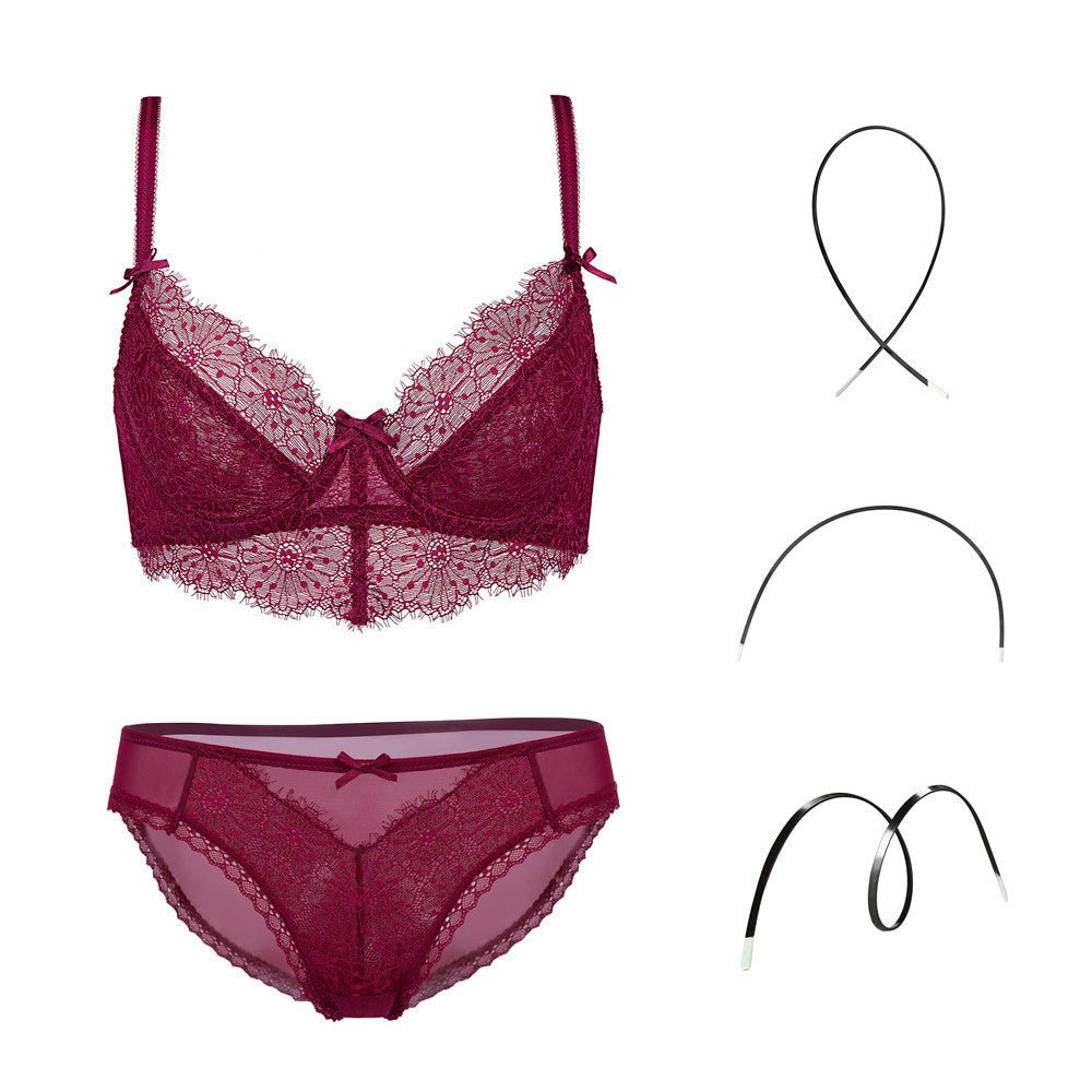 Fashion Transparent Women Bra And Panties Set Embroidery Lingerie Plus - Serenity Spaces
