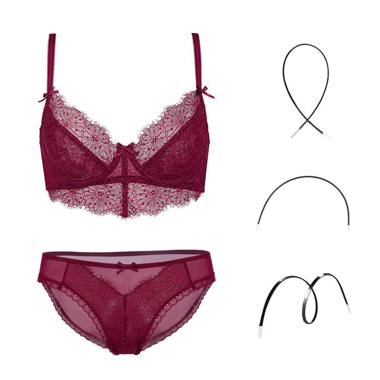 Fashion Transparent Women Bra And Panties Set Embroidery Lingerie Plus - Serenity Spaces