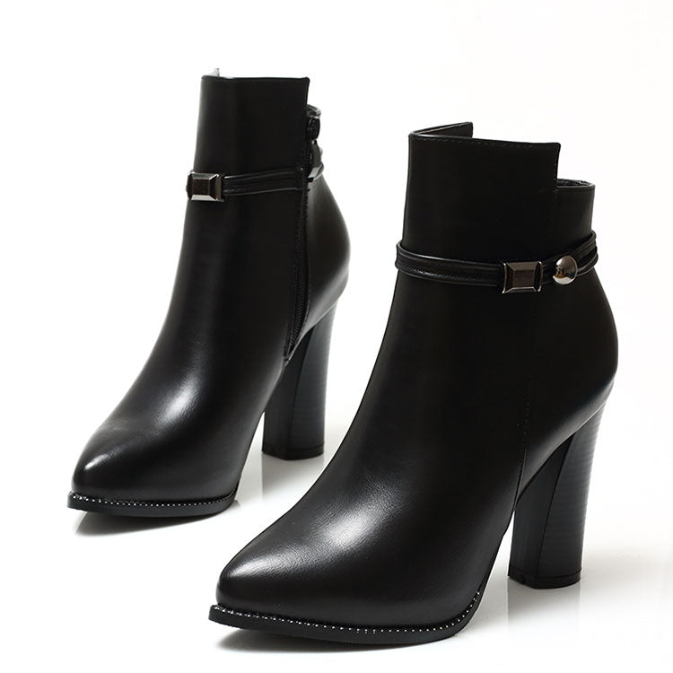 Sexy pointed Martin boots with plush - Serenity Spaces
