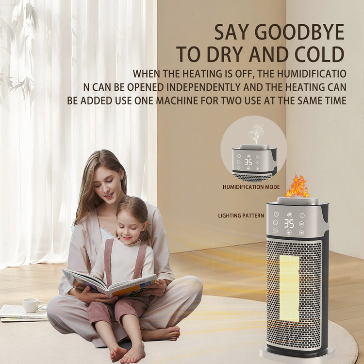 Desktop Warm Air Blower 3D Flame Humidifying Heater - Serenity Spaces