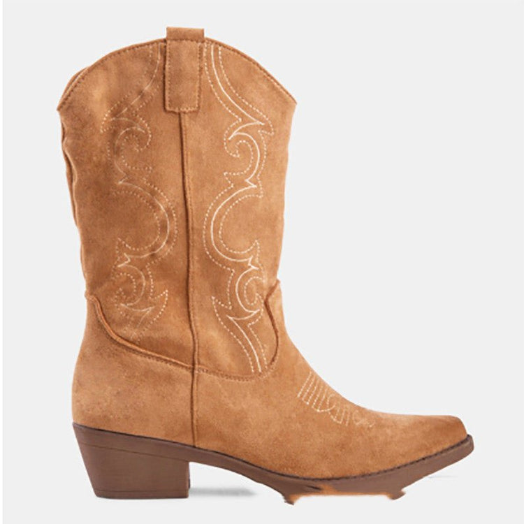 Pointed boots suede denim boots - Serenity Spaces