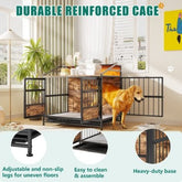 Multi - function Furniture Style Dog Crates With Storage, Dog Crate Furniture Large Wooden Dog Kennel With Double Doors, For Large Medium Dog Indoor, Brown - Serenity Spaces