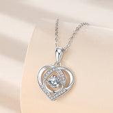 S925 Beating Heart - shaped Necklace Women Luxury Love Rhinestones Necklace Jewelry Gift For Valentine&